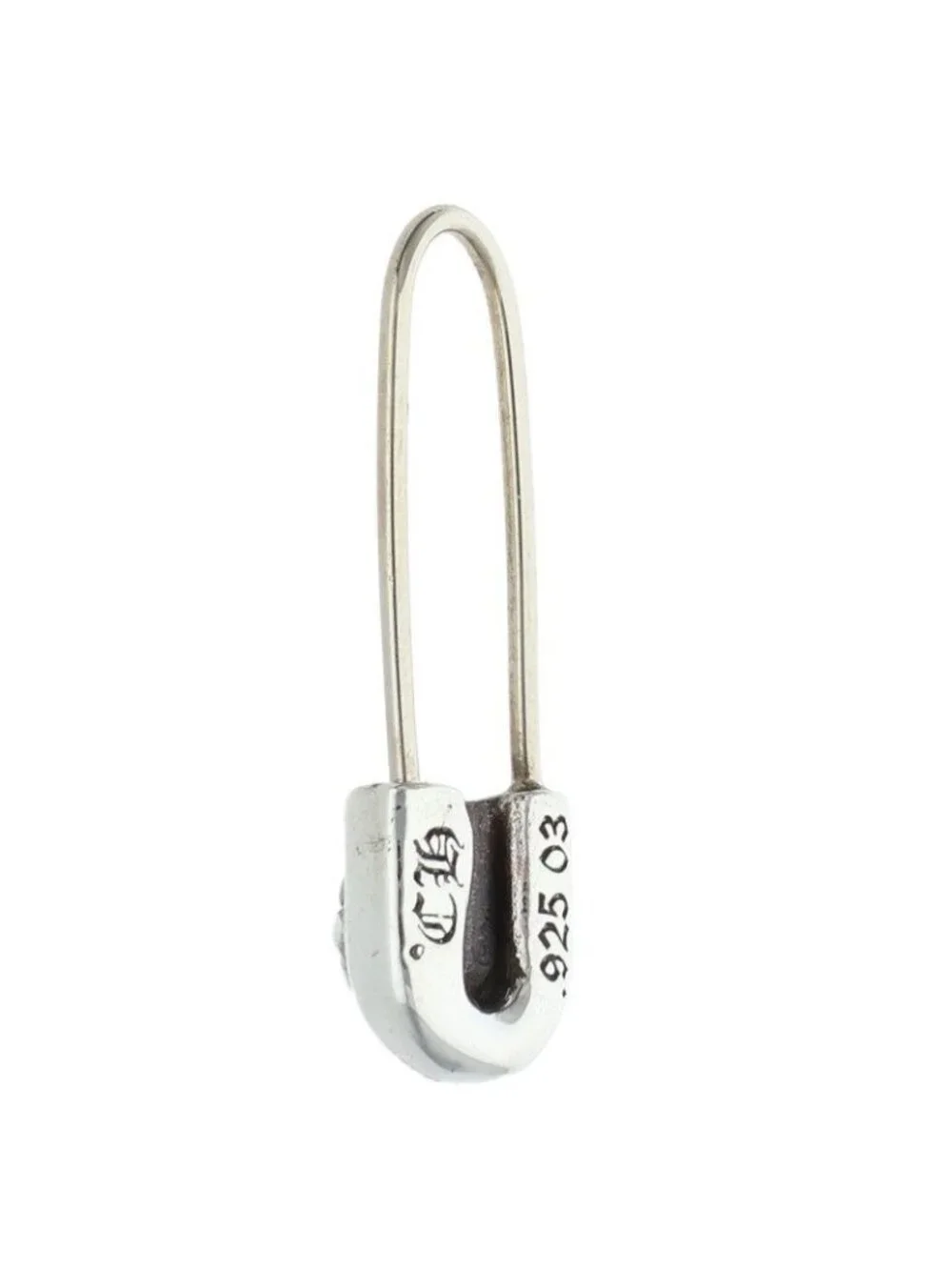Chrome Hearts ER Safety Pin Emrld Pin 1 Emerald Silver Earrings
